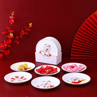 Assiette de service en mélamine multi-usages de 6 pouces, motif dessin animé, pour fruits secs et desserts, vente en gros