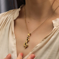 Collier en acier inoxydable avec note de musique pour femme, style Instagram, simple, créatif, tendance, pendentif musical, accessoire de bijouterie, cadeau