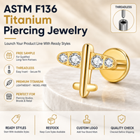 JiaXin ASTM F136 G23 Titanio Push Pin Sin Rosca para Labret, Labio, Hélix, Concha, Cartílago, con Incrustación de Corazón de Circonita Cúbica, Joyería para Piercing 16G