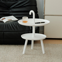 Table d'appoint mobile en plastique de style nordique, moderne et minimaliste, pour chambre à coucher, chevet, canapé, table d'angle, double niveau, petite table basse de luxe léger