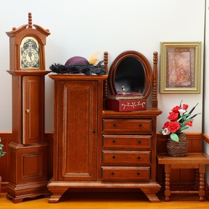 Armadio Guardaroba in Stile Europeo in Miniatura 1:12 per Casa delle Bambole, Scenografia in Micro Paesaggio, Ornamenti per Scenari di Gioco con Cibo, in Legno - Product Image 1