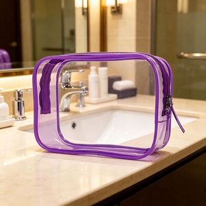 PVC Waterproof Cosmetic <b>Bag</b> Zipper Closure Portable Travel Toiletry Pouch for Skincare Storage <b>Transparent</b> <b>Makeup</b> Organizer - Product Image 1