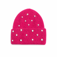 Bonnet d'hiver en gros avec gros strass, personnalisé, doux, côtelé, pour femmes et bébés, camouflage, respirant, chauffe-tête