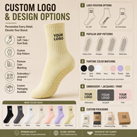 Chaussettes de Yoga Antidérapantes à Prise, Tricotées Mi-Mollet, Professionnelles pour Femmes, Sports, Pilates, avec Logo Personnalisé et Conception Gratuite