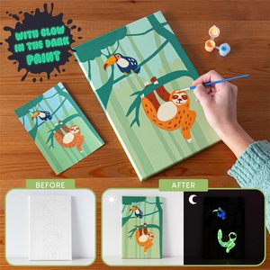 Peinture par numéros pour enfants <span class=keywords><strong>Animaux</strong></span> de la jungle Peinture par numéros pour enfants Toile avec cadre <span class=keywords><strong>Dessin</strong></span> créatif éducatif - Product Image 5