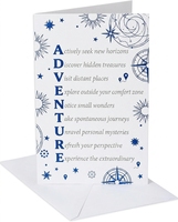 Individuelle Reise-Grußkarte mit Umschlag Abenteuer-Poem-Design Blaue Folienprägung für Geschenkkarten Schreibwaren Großhandel