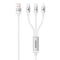 Câble de charge rapide SAMZHE 1,5 m en nylon tressé 3-en-1 USB-A/C/L Type-C PD100W 6A pour iPhone 17/16, Android, ordinateur, écouteurs