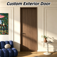 Porte extérieure en aluminium composite bois durable, résistante au soleil, isolation thermique, design moderne, remplissage en bois massif, chalet