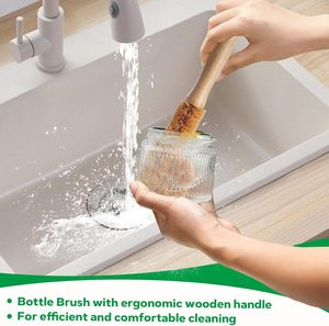Juego de Utensilios de Limpieza de Cocina Compostables, Cepillo para Ollas de Bambú, Esponja de Coco, Paños para Platos - Product Image 3