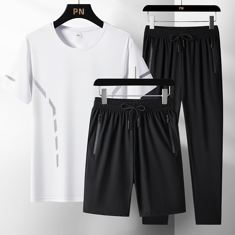 Blanc[T-shirt] + Noir [boxer lot de trois]