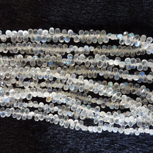 Cuentas de piedras preciosas facetadas de piedra lunar arcoíris natural Color blanco - Product Image 6