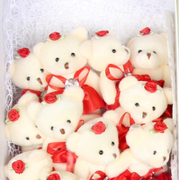 Bouquet de peluches ours en coton doux personnalisable en gros pour mariage, jouet en peluche avec rembourrage en coton PP, cadeau de Saint-Valentin