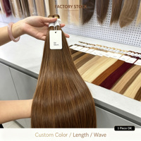Extensions de cheveux humains russes ondulés, double trame machine, super double drawn, vrais mèches vierges Remy, tissage naturel, vente en gros en vrac