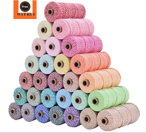 <span class=keywords><strong>Ficelle</strong></span> de coton rouge et blanche multifonctionnelle de 2mm 3mm d'épaisseur pour l'emballage de cadeaux, le bricolage. - Product Image 5