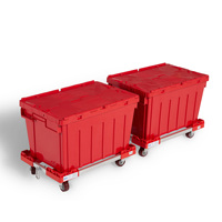 Caisse de transport en polypropylène 55L 600x400x355mm pour fruits et légumes, avec couvercles intégrés, en plastique, sécurisée