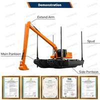 Système de pontons modulaires pour excavatrice amphibie, montage et démontage faciles, compatible avec plusieurs modèles d'excavatrices, construction en acier robuste