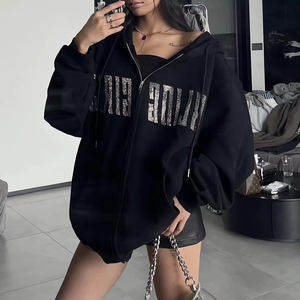 Sudadera de Felpa Personalizable de Fábrica, de Lana/Nailon, con Estampado de Leopardo, Cuello Redondo, Cierre Completo, con Logotipo de Cuentas, Informal, Tejida - Product Image 5