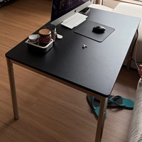 Table à manger/bureau moderne minimaliste en acier inoxydable avec plateau en bois pour réunions d'affaires, salon, salle à manger, bureau, cuisine