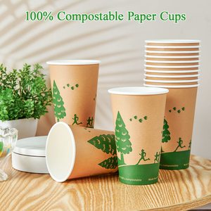16 oz Paper Cups 100% Compostable Paper Coffee Cups With PLA Lined Disposable Biodegradable <b>Hot</b> Paper Cups for Party - Product Image 6