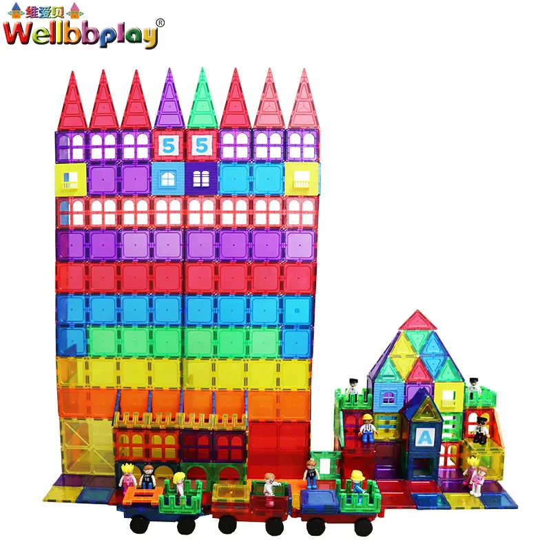 BH-Top Sale Guaranteed Quality Plastic Toys Magnetic Building Block Tiles Toys Sets 100pcs