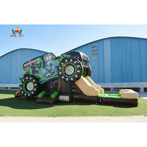 قلعة نفخ تجارية جديدة لعام 2026 على شكل شاحنة شبحية مع زحليقة مائية/جافة وحوض قابل للفصل - Product Image 1