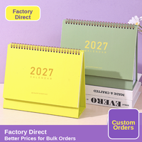 Calendrier de bureau minimaliste 2027 en papier fantaisie, planificateur mensuel, ornement de bureau, organisateur de planning, cadeau, estampage à chaud, thème macaron
