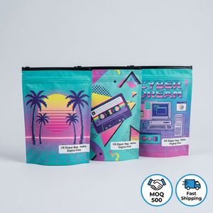 Custom Child Resistant Bag 1g 3.5g 7g <b>Small</b> Herb Exit Pouch Push <b>Slide</b> Zipper ASTM D3475 Smell Proof Free Design OEM Factory - Product Image 1