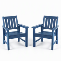 Chaise de jardin bleue résistante aux intempéries, chaise de salle à manger d'extérieur avec dossier incurvé pour jardin, véranda, piscine et terrasse