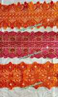 Dentelle brodée colorée, ruban de broderie DIY, garniture en dentelle africaine, bordure en dentelle à strass, dentelle en polyester pour la décoration