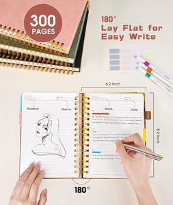 Custom Printed A5 A6 <b>A4</b> No Ink Bleeding Hard Soft Leather Journal Planner PU Spiral Notebook <b>Diary</b> with logo for Students - Product Image 2