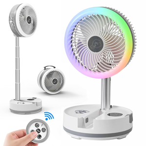 Ventilateur sur pied rechargeable 40000 mAh, pliable, oscillant, portable, pour le camping, avec lumières LED colorées - Offre Spéciale - Product Image 2
