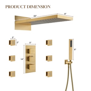 Cross-border Luxurious 22-inch Concealed Constant Temperature Four-function Rain Body Spray Brushed <b>Shower</b> BXW-025 Concealed - Product Image 4