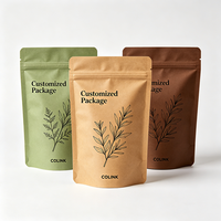 Sachet refermable personnalisé en papier kraft CMYK avec fermeture éclair, résistant à l'humidité, pour emballage alimentaire de café, thé, snacks et noix