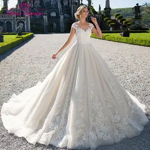Aster garden Vintage Wedding Dresses 2021 Fashion Scoop Short Palace Dream Lace Princess Bride Dress Customized Wedding Gowns