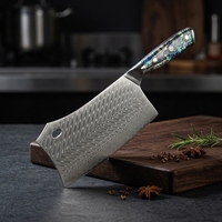 Couteau à viande et de cuisine moderne et minimaliste à double usage, lame en acier VG10 à 67 couches à motif Damas, pour trancher et hacher