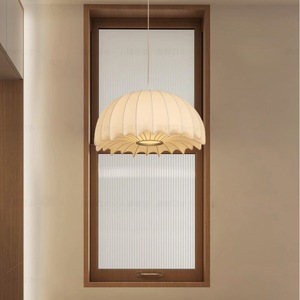 Lámpara colgante de seda de estilo japonés, ovalada, E27, Led, blanca, de un solo cabezal, para dormitorio, restaurante, casa de huéspedes - Product Image 4