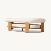 Rundes Design Teakholz-Sofa-Stühle mit Rückenlehne, Massivholzrahmen, Einzel-Lounge, Outdoor-Sofa-Sets mit Kissen