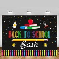 Backdrop Studio Foto Acara Kembali ke Sekolah, Properti, Spanduk Warna-warni, Dekorasi Spanduk Pesta Kelas Hari Pertama Sekolah