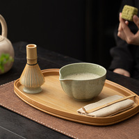 Ensemble de Quatre Pièces de Haute Qualité à la Japonaise en Céramique pour Cérémonie du Thé Song, avec Bol à Matcha, Fouet à Thé et Cuillère à Matcha