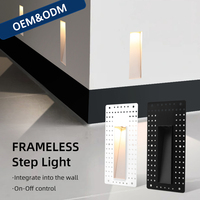 Lumière d'escalier encastrée sans cadre en aluminium blanc chaud, sans bordure, extérieure, étanche IP65, murale, LED