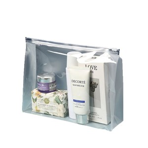 Waterproof EVA Makeup Packaging Bag Frosted Clear PVC Zipper Pouch With Pull <b>Tab</b> Handle In Stock - Product Image 3