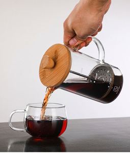 Cafetera Francesa de Vidrio de Borosilicato de Alta Resistencia de 400ml/800ml, Resistente al Calor y al Frío, con Tapa de Bambú para Uso Doméstico - Product Image 1