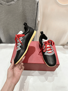 Women Black White Red Color <b>Block</b> Perforated Leather Lace Up Casual Daily Versatile Low Top Fashion Sneakers - Product Image 5