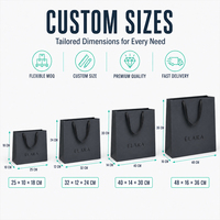 Sacs de transport en carton noir durables multi-tailles, imprimés à l'écran, avec personnalisation de marque, accessoires à cordon pour l'emballage