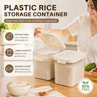 Contenedor de Almacenamiento de Arroz de Plástico Ligero de Grado Alimenticio, Rectangular, Sellado, a Prueba de Insectos y Humedad, para Uso Doméstico