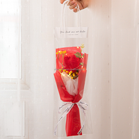 Buket Bunga Anyelir Merah Muda Rajutan Tangan Grosir untuk Hadiah Hari Ibu dan Thanksgiving