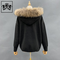 Ensemble deux pièces en tricot pour femmes, pull-over décontracté avec col en fourrure, taille libre, hiver et automne