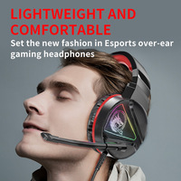Haute qualité promotionnel grand filaire 3.5mm casque Rgb lumière tête montée sur l'oreille 7.1 stéréo Surround casque de jeu avec micro