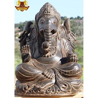 Statue décorative extérieure de haute qualité en marbre blanc seigneur ganesha statue de dieu hindou en pierre blanche à vendre