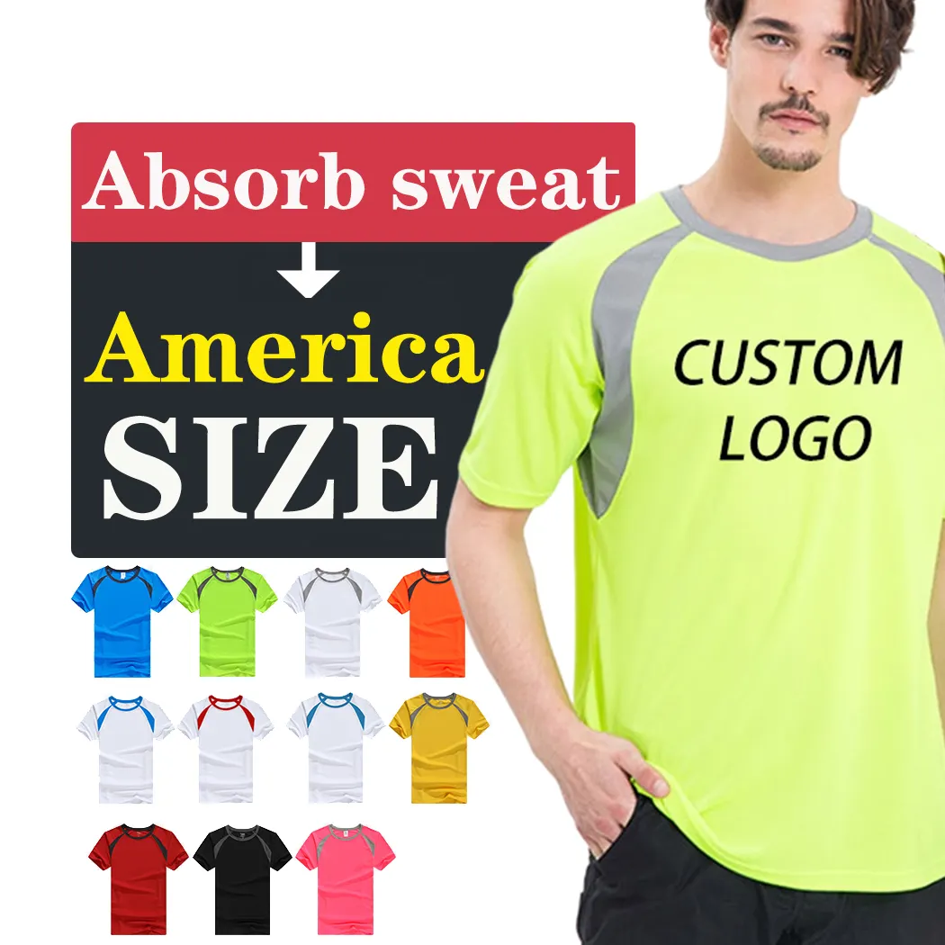 Camiseta con bordado personalizado para hombre, ropa superseca, camisetas lisas para hombre, camisetas deportivas con estampado de maratón y correr